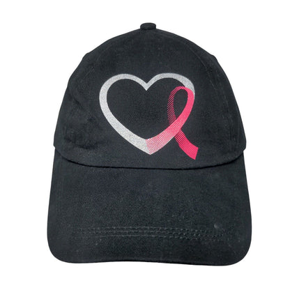 Pink Heart Breast Cancer Awareness Slideback Hat Black OS Adjustable Cotton