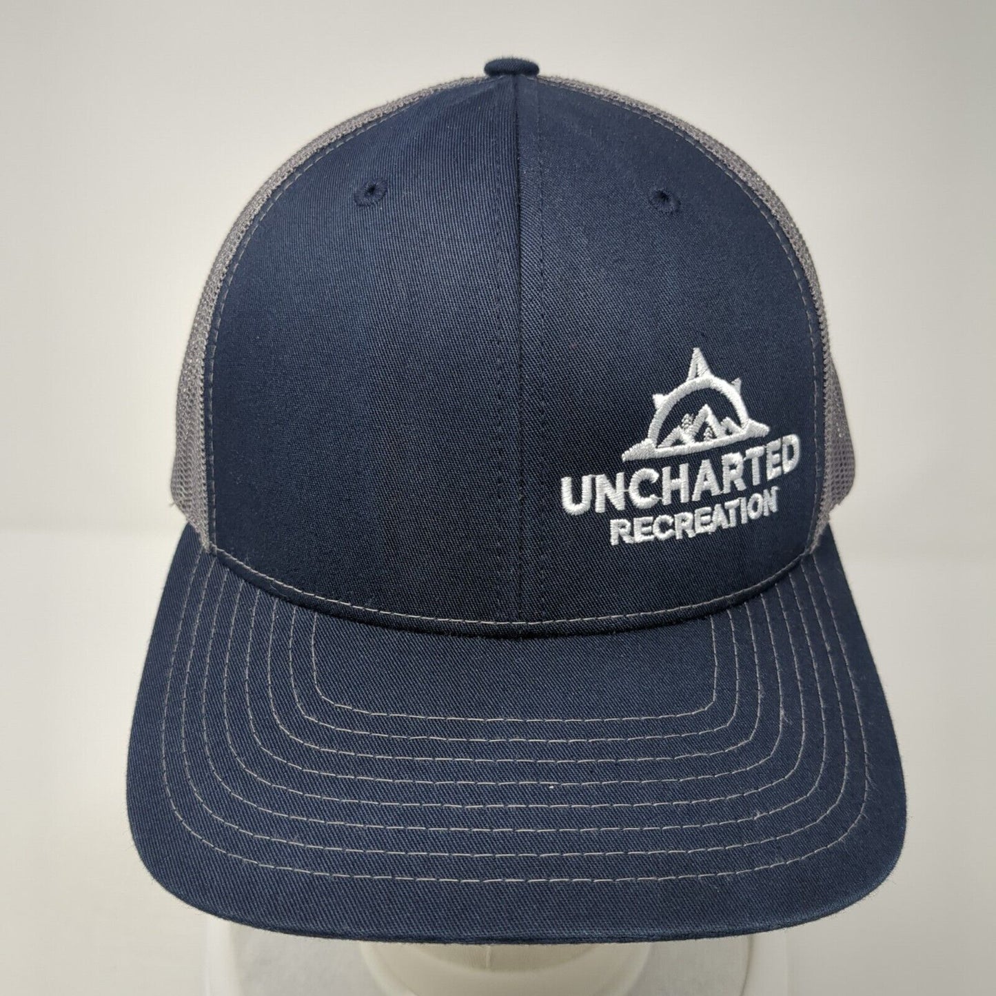 Uncharted Recreation Snapback Trucker Hat Blue One Size Mesh Back