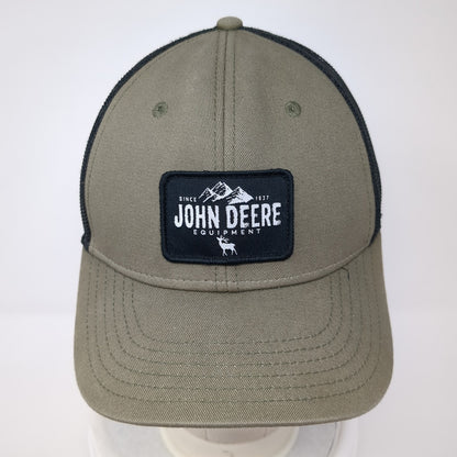 John Deere Equipment Patch Snapback Trucker Hat Brown One Size Mesh Back