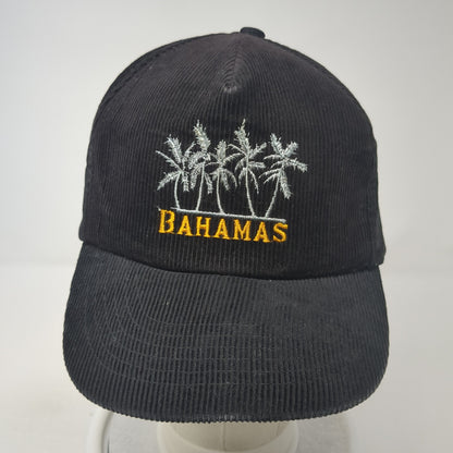Bahamas Snapback Hat Black One Size Corduroy Embroidered Palm Trees