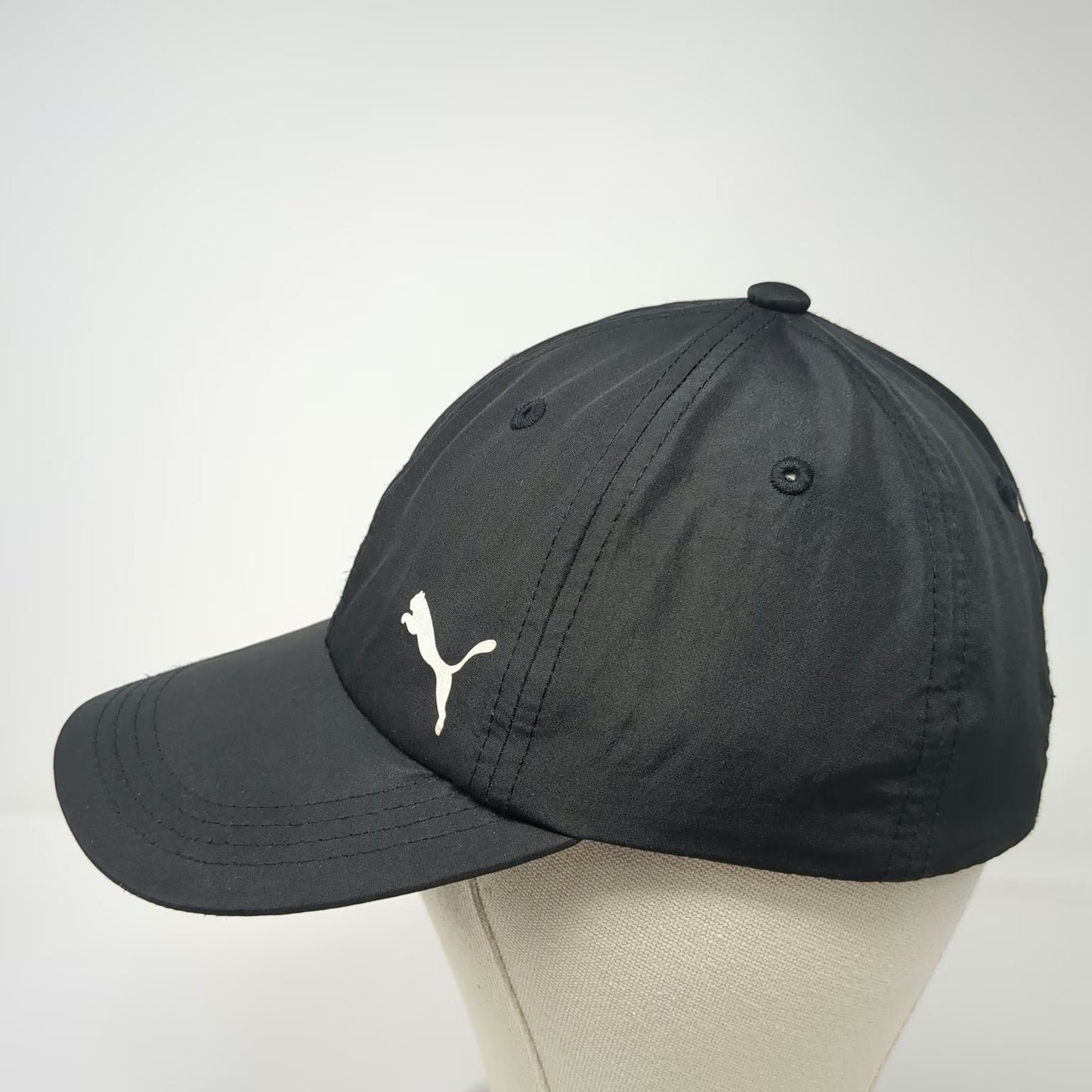 Puma Baseball Cap Black One Size Adjustable Lightweight Polyester Slideback Hat