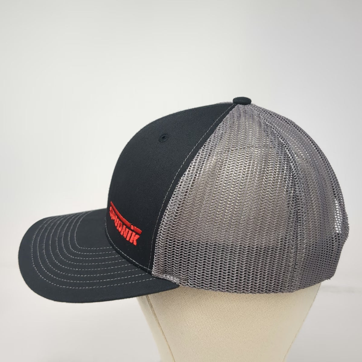 Richardson Trucker Hat Black One Size Snapback Mesh Spudnik Agriculture Logo