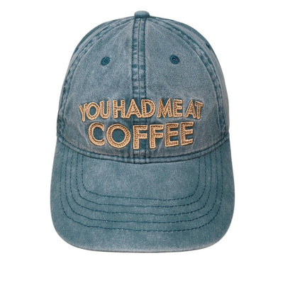 You Had Me At Coffee Slideback Hat Green One Size Leather Strap 6 Panel