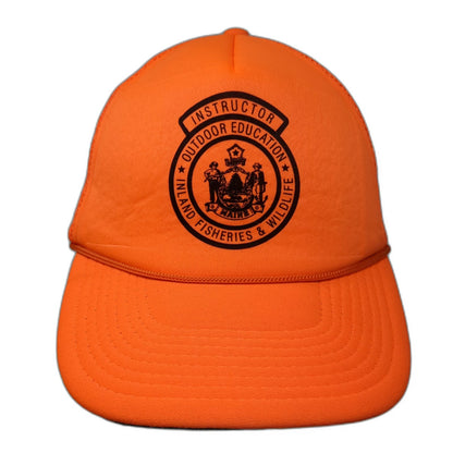 Daystone Trucker Hat Orange One Size Maine Outdoor Education Instructor Mesh Cap