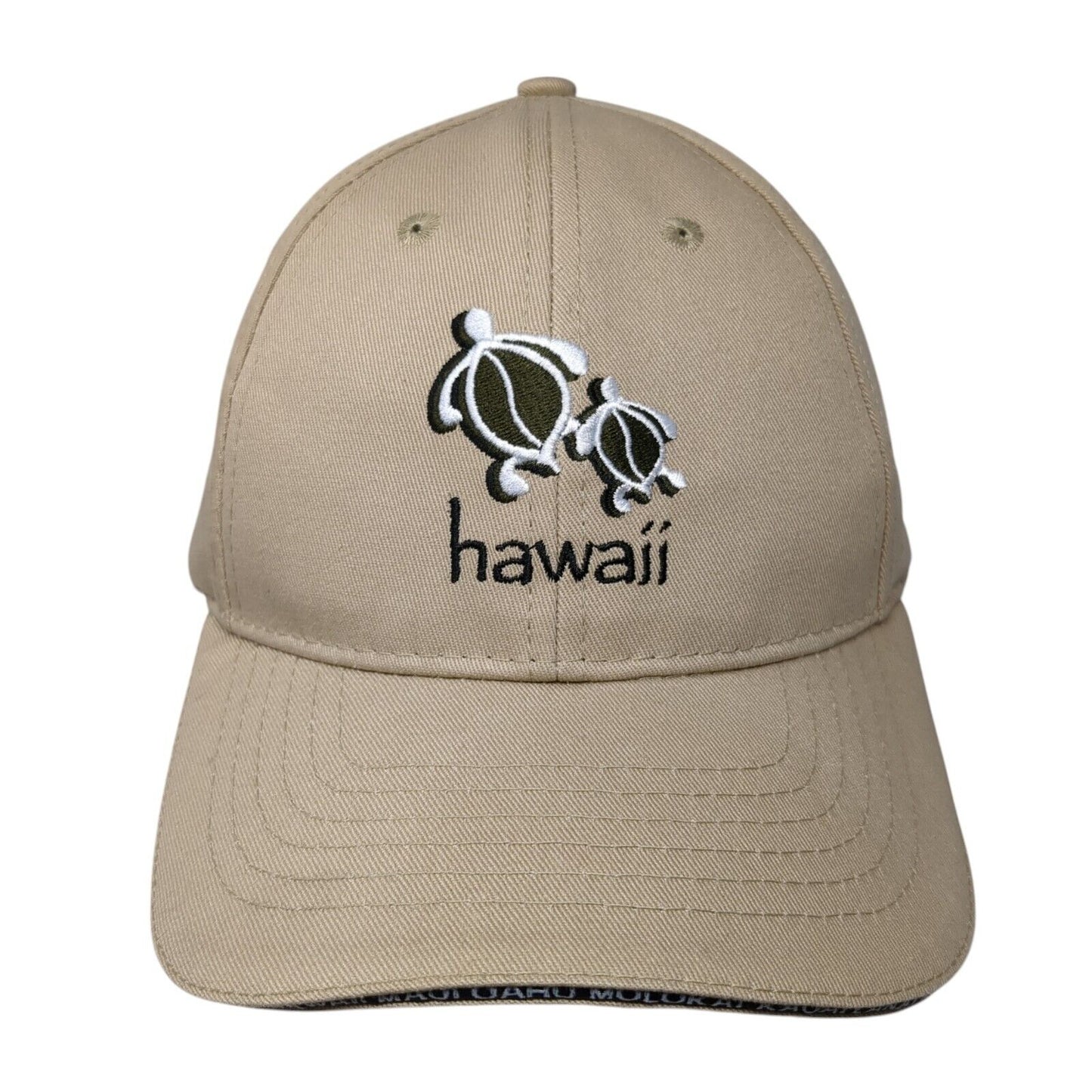 Hawaii Sea Turtles Strapback Hat Tan One Size Adjustable Solid 6 Panel