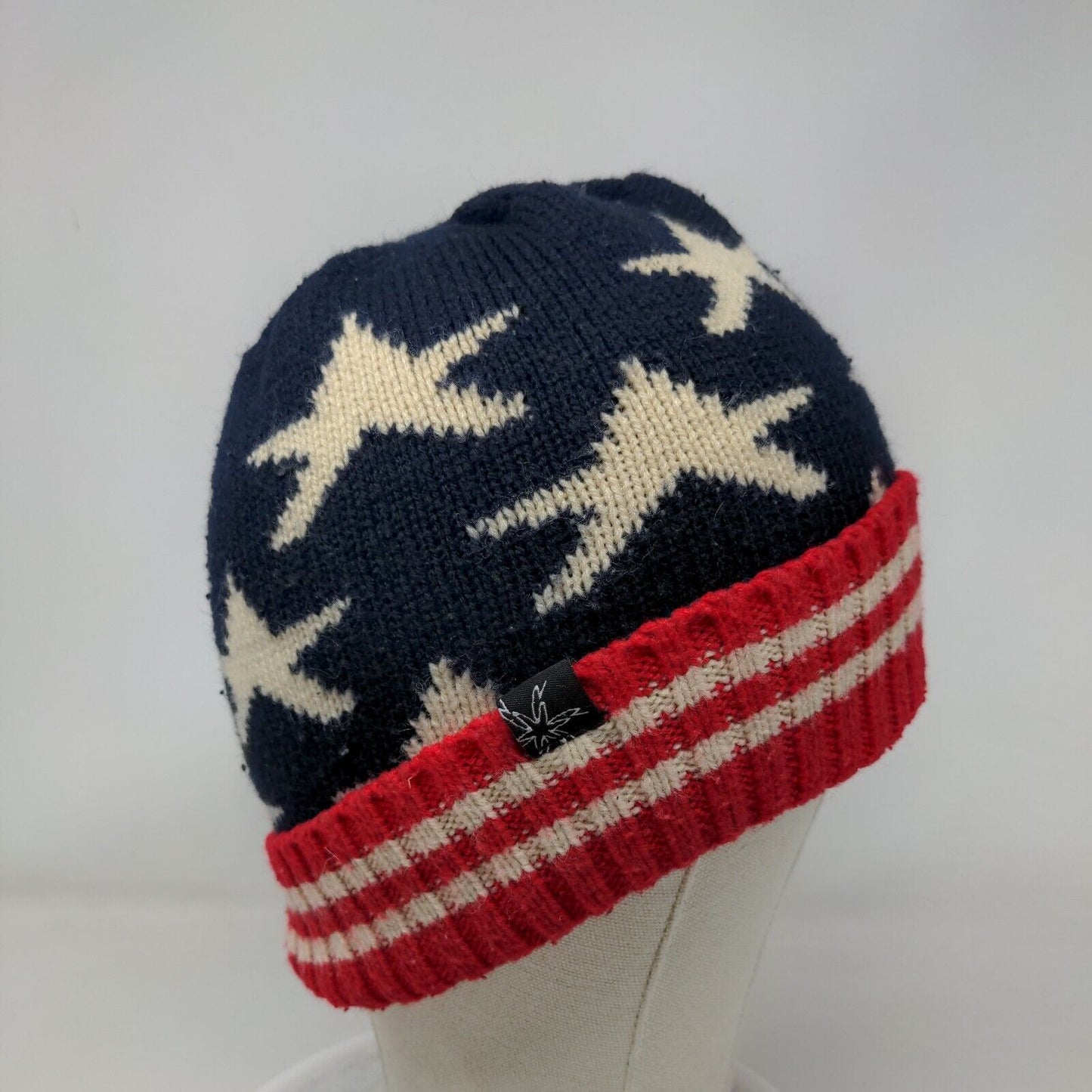 Stars & Stripes Beanie Hat Multicolor One Size Stretch Knitted Patriotic