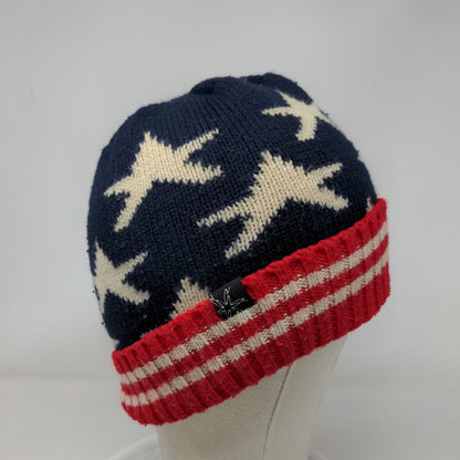Stars & Stripes Beanie Hat Multicolor One Size Stretch Knitted Patriotic