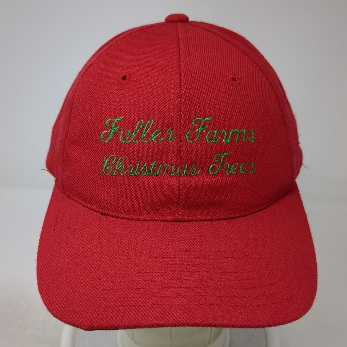Red Baseball Cap One Size Fuller Farms Christmas Trees Green Slide Strap Hat