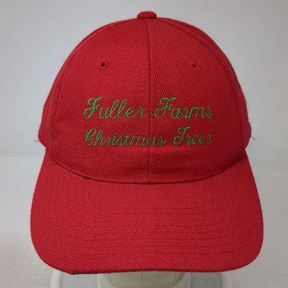 Red Baseball Cap One Size Fuller Farms Christmas Trees Green Slide Strap Hat