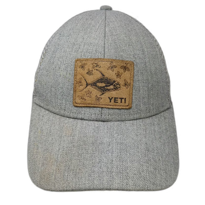 YETI Trucker Hat Gray One Size Mesh Snapback Fish Patch J Marquardt Cap