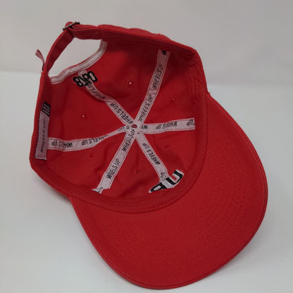 UP 8760 Slideback Hat Red OSFA Adjustable Embroidered 6 Panel Wheels Up Cotton