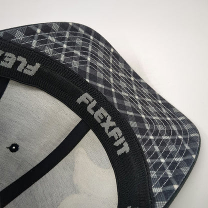 Hurley Baseball Cap Black XS Flexfit Plaid Logo Underbill Checkered Pattern Hat