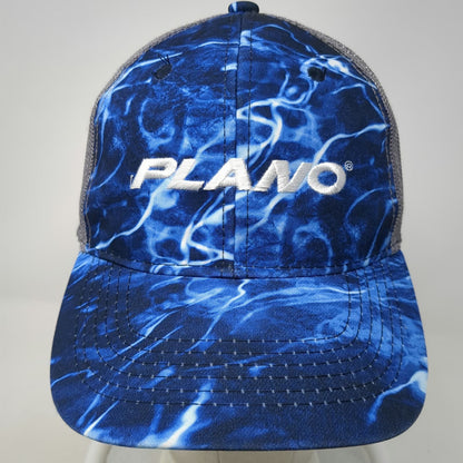 Plano Trucker Hat Blue Gray One Size Mesh Back Water Pattern Fishing Snapback