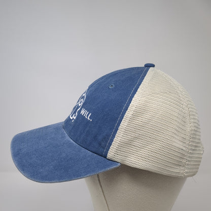 Love Will Snapback Trucker Hat Blue One Size Mesh Back Sportsman Outdoor