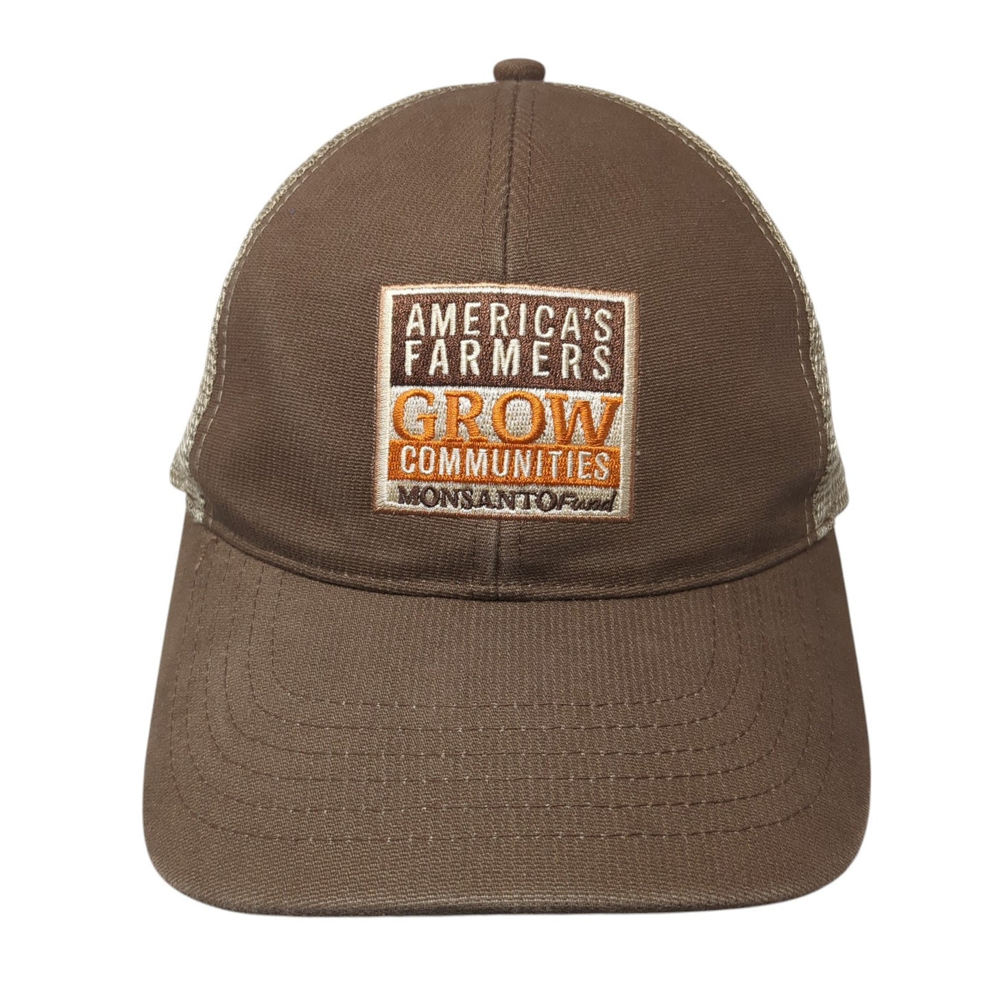 America's Farmers Grow Communities Monsanto Fund Trucker Hat Brown OS Mesh Back