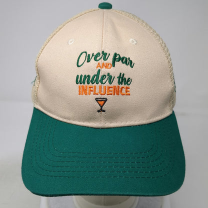 7-Eleven Baseball Cap Beige Green One Size Mesh Golf Over Par Influence Joke Hat