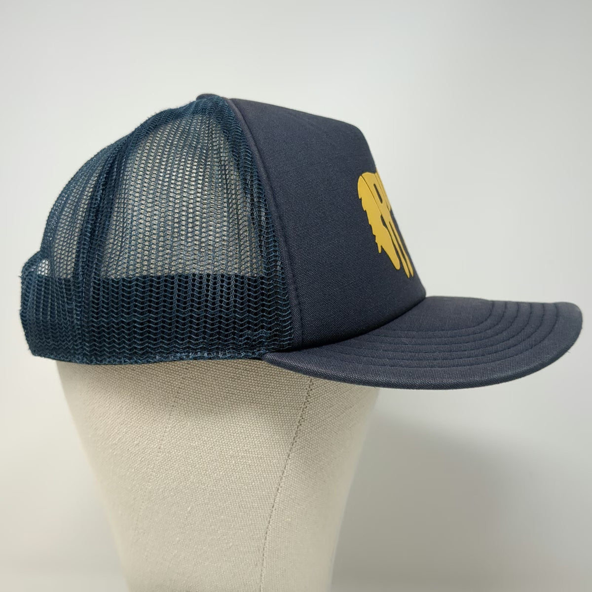 RVCA Blue Trucker Hat One Size Mesh Snapback Stylized Bronco Horse Graphic
