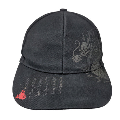 Chinese Dragon Slideback Hat Black One Size Adjustable Graphic Print 6 Panel