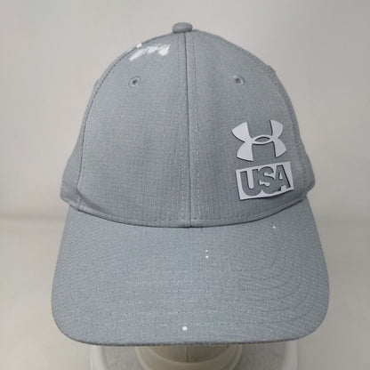 Under Armour USA Fitted Hat Gray L/XL Solid UA Classic Fit 6 Panel