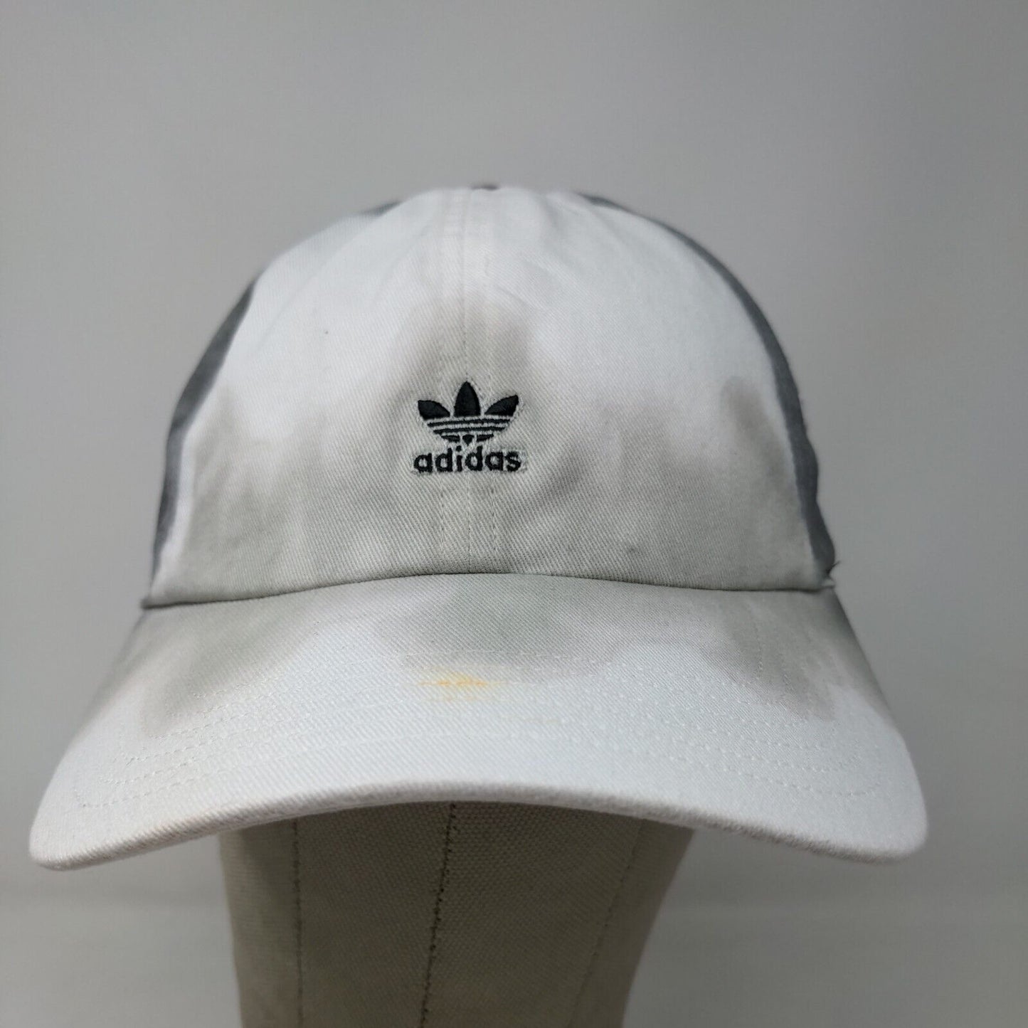 Adidas Men's Slideback Hat White Black OSFA Embroidered Trefoil Logo Hand Dyed