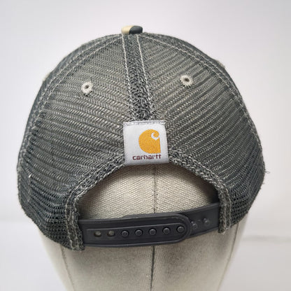 Carhartt Trucker Hat Gray Green Camo One Size Mesh Snapback Yellow Logo Outdoor
