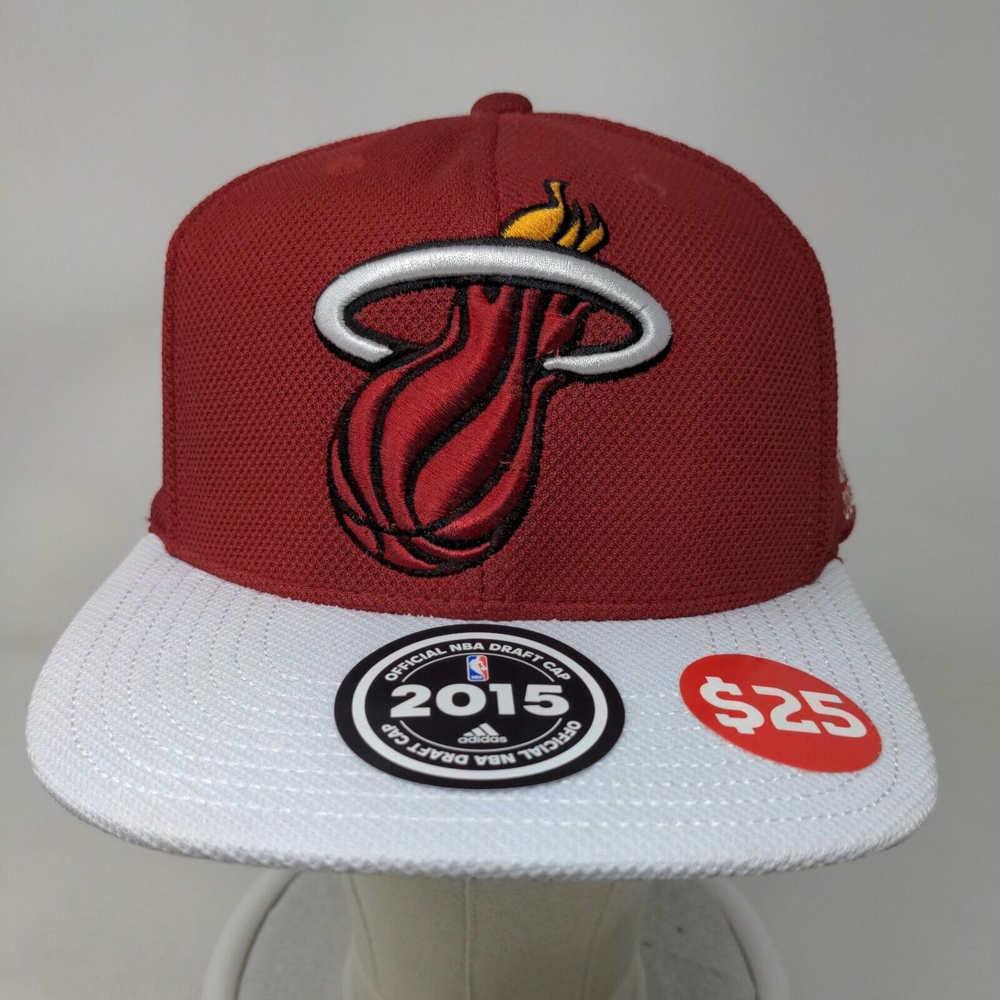 Adidas NBA Snapback Hat Red OSFA Embroidered Miami Heat Adjustable