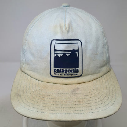 Patagonia 5 Panel Blue Hat One Size Snapback Mountain Logo Patch Recycled Brim