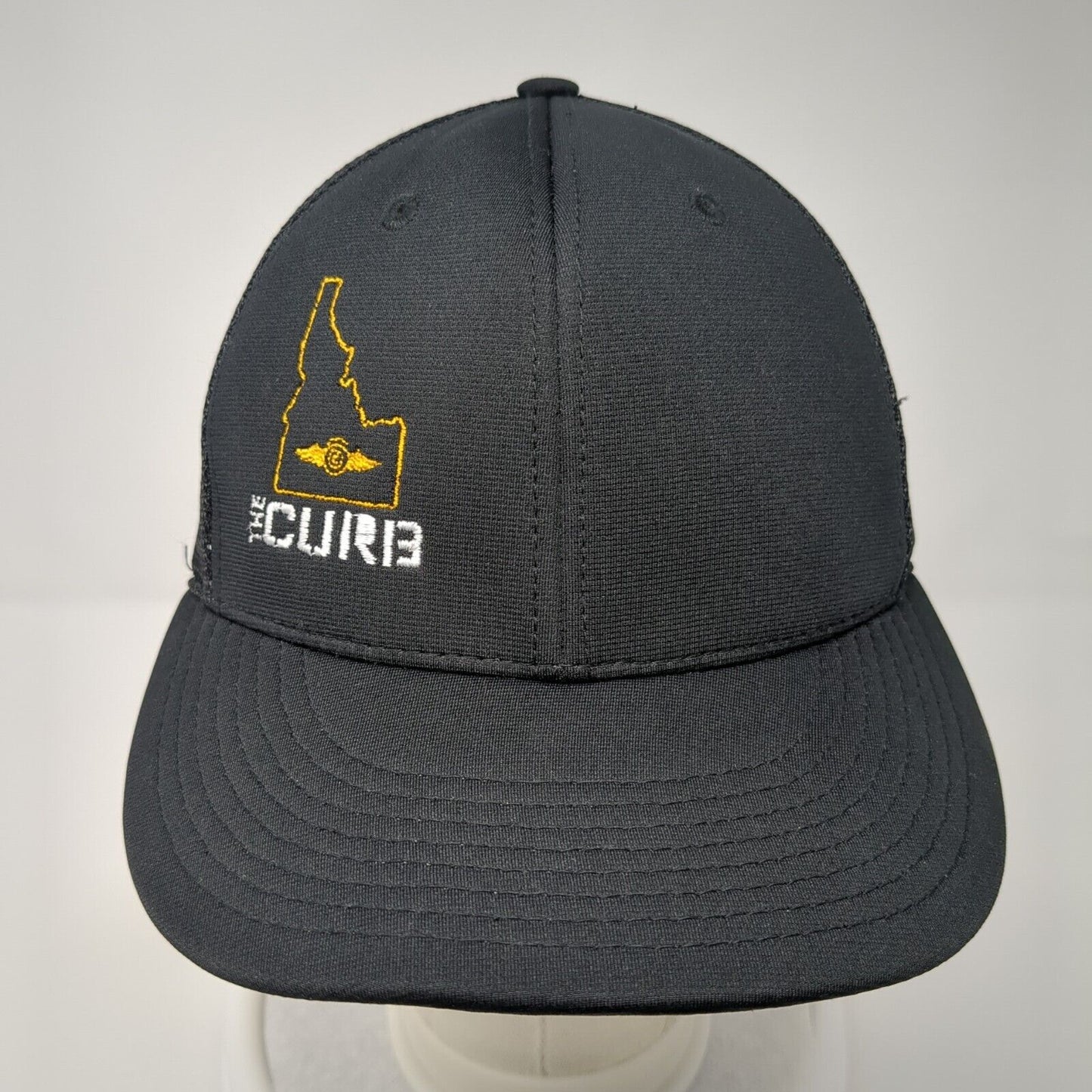 The Curb Idaho Fitted Mesh Back Trucker Hat Black S-M Flexfit Richardson