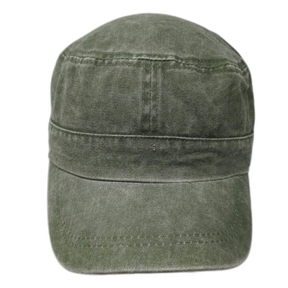 ponyflo Army Cap Green One Size Ponytail Opening Strapback Hat Cotton Washed