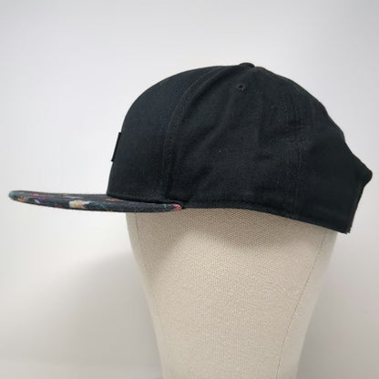 Vans Snapback Hat Black One Size Floral Pattern Brim Tropical Print Logo Patch