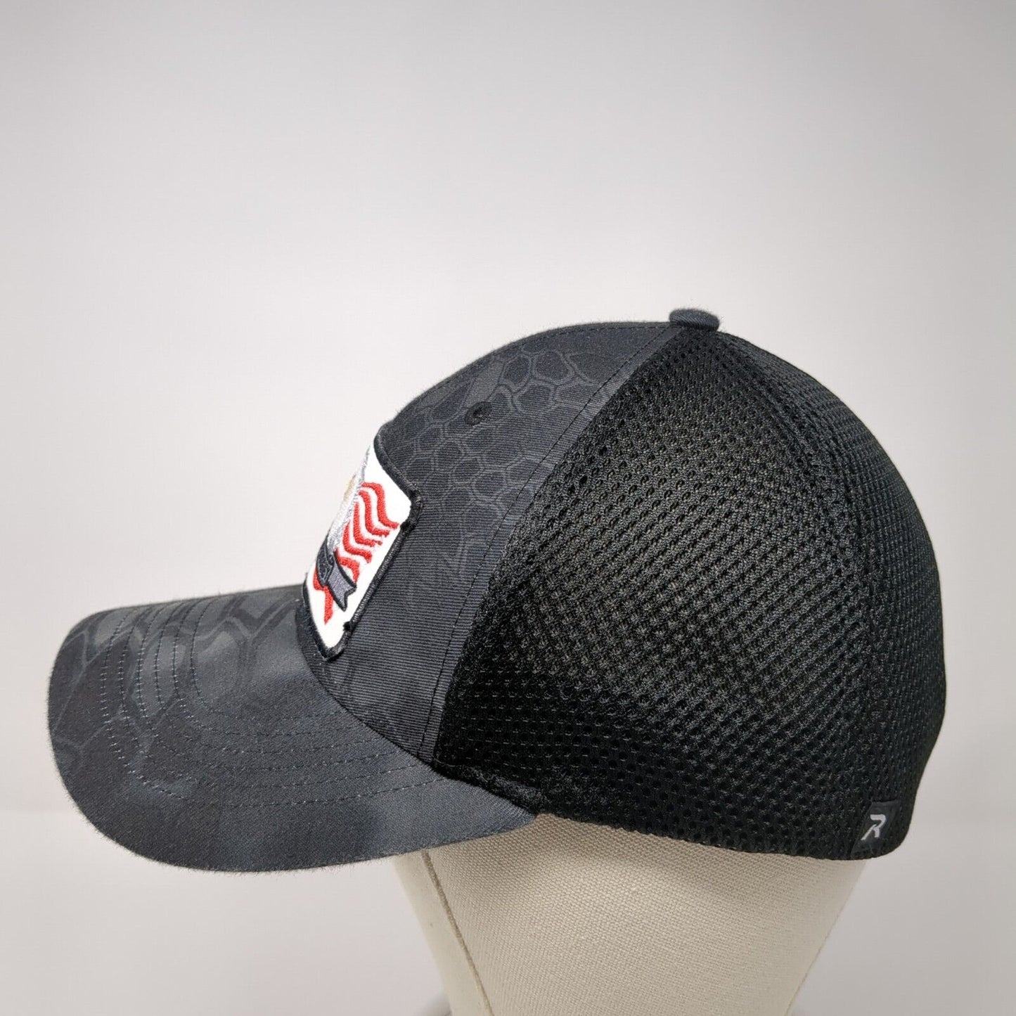 911 Never Forget Fitted Mesh Back Hat Camo S/M American Flag Eagle
