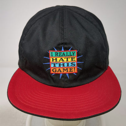 Shoebox Baseball Cap Red Black OS Reversible Love Hate This Game Novelty Hat