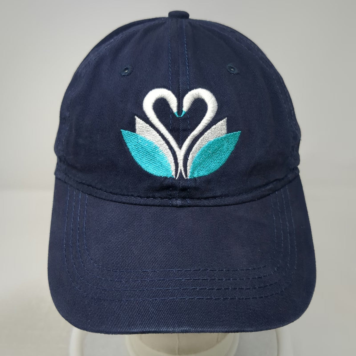 Hit Baseball Cap Blue White Green One Size Swan Heart Logo Strapback Hat