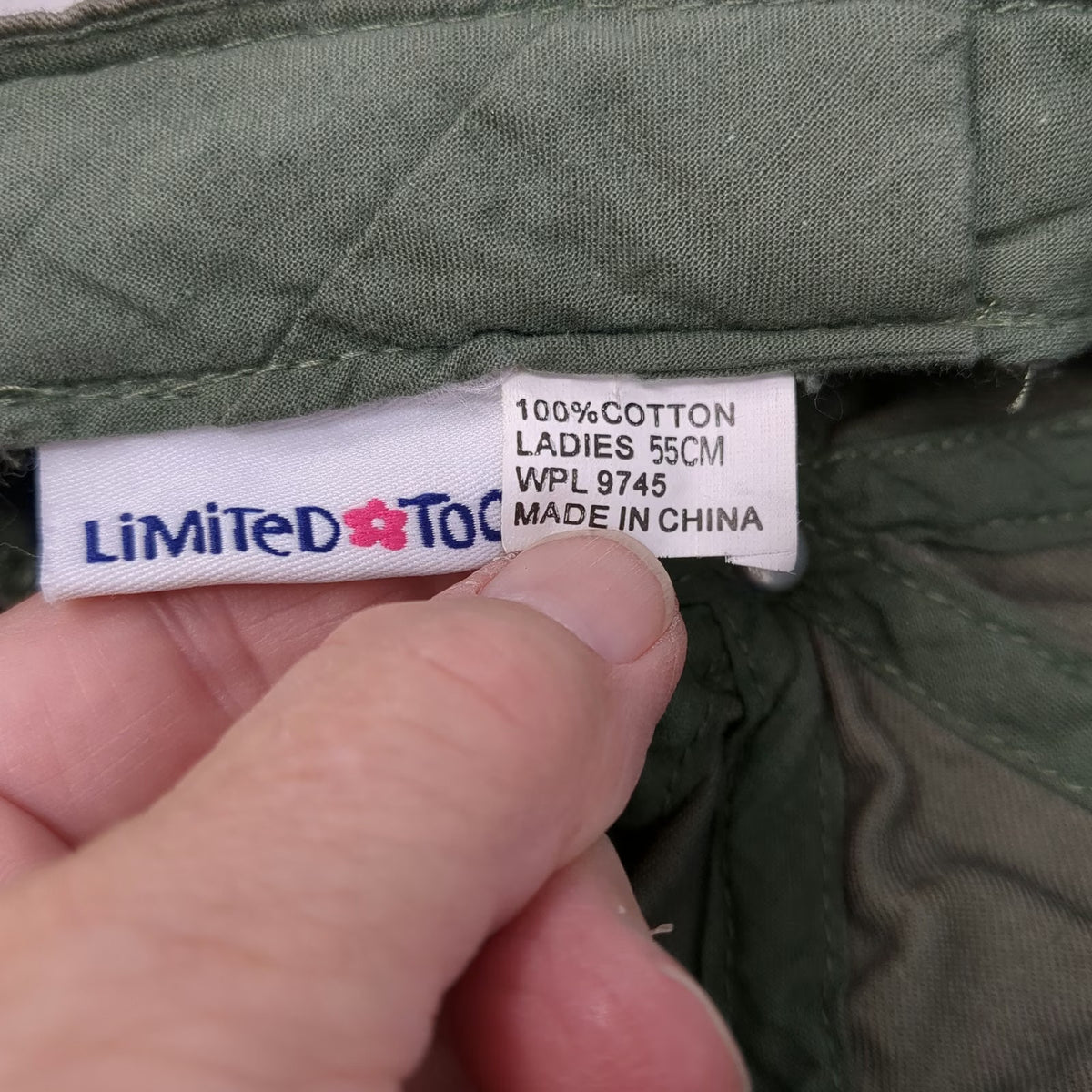 Limited Too Army Cap Green One Size Hat Cotton Pockets Zipper Slideback Military