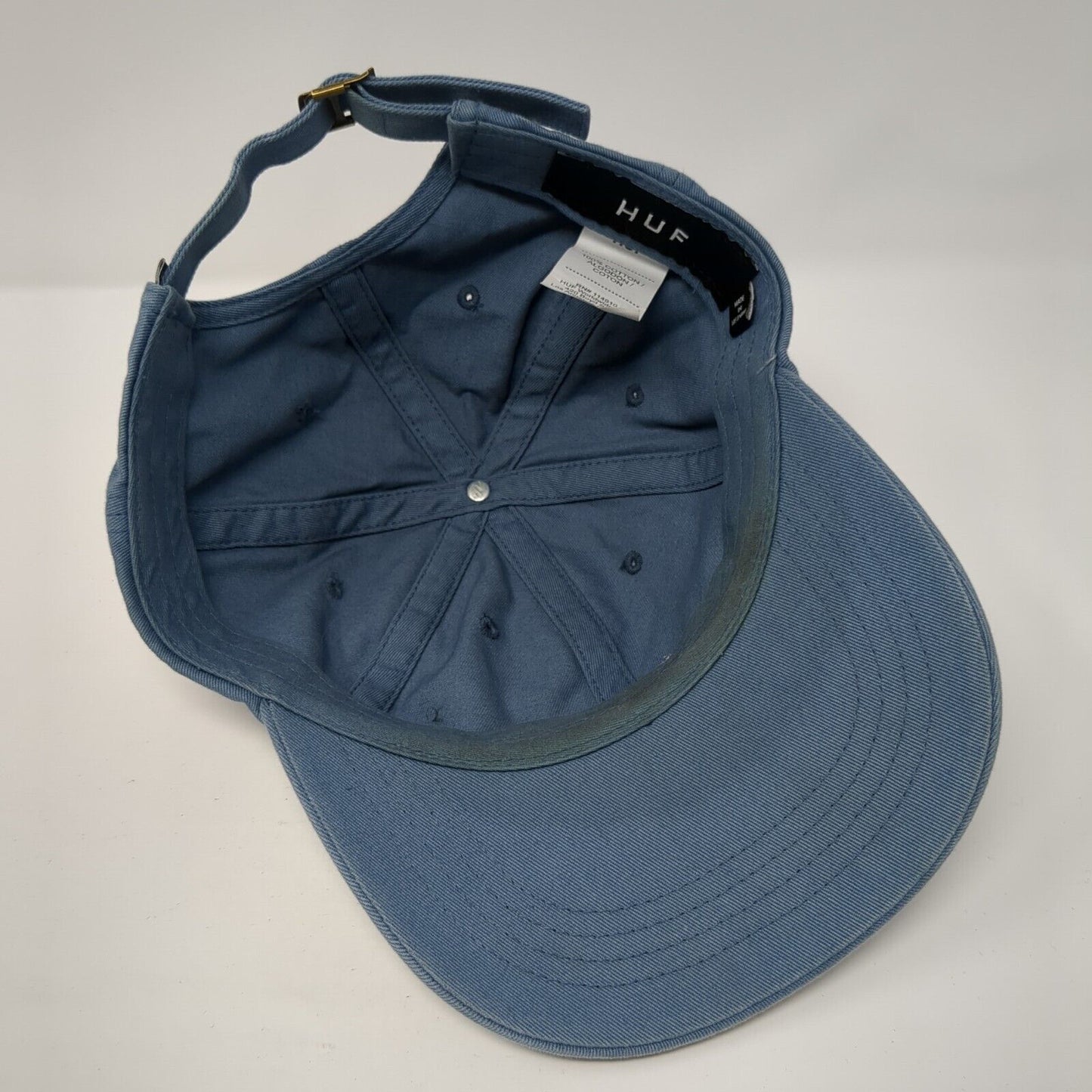 HUF Slideback Hat Blue One Size Adjustable Embroidered Vented Holes 6 Panel