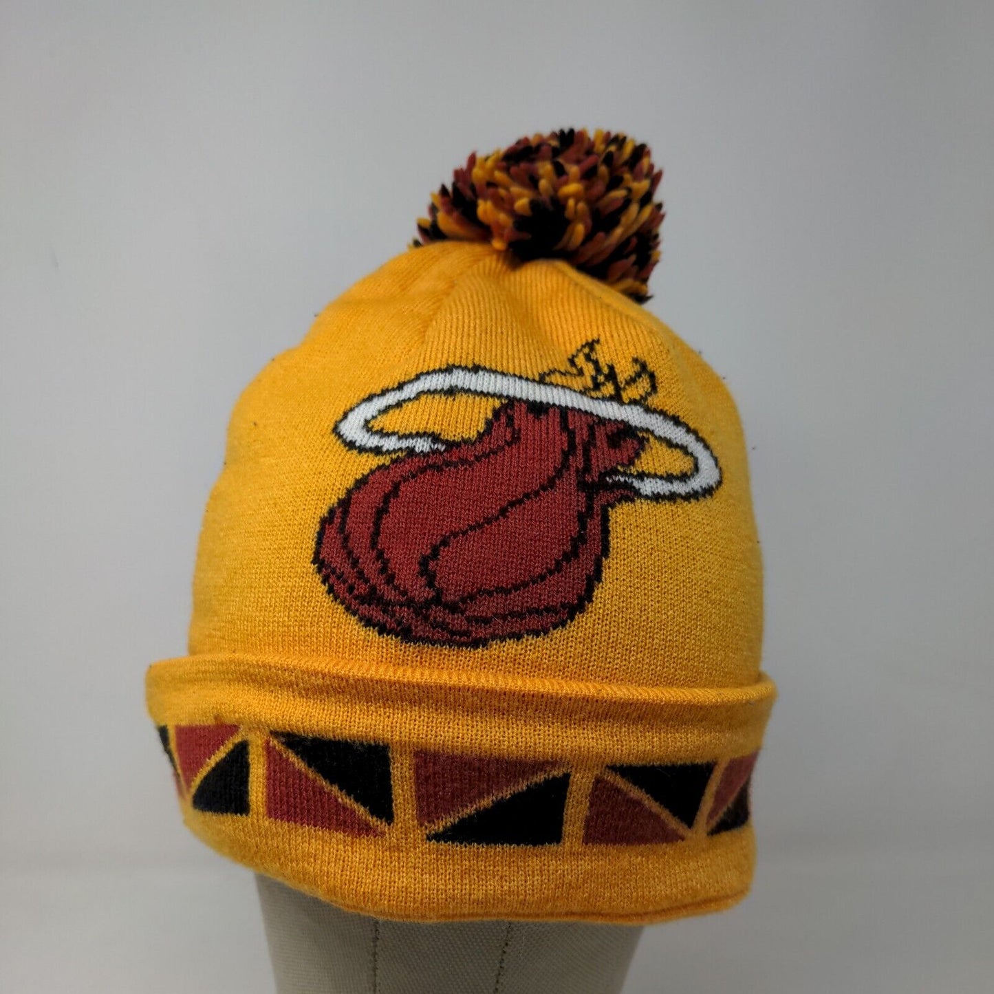 Mitchell & Ness Men's NBA Knit Beanie Hat Cap Yellow Miami Heat 100% Acrylic