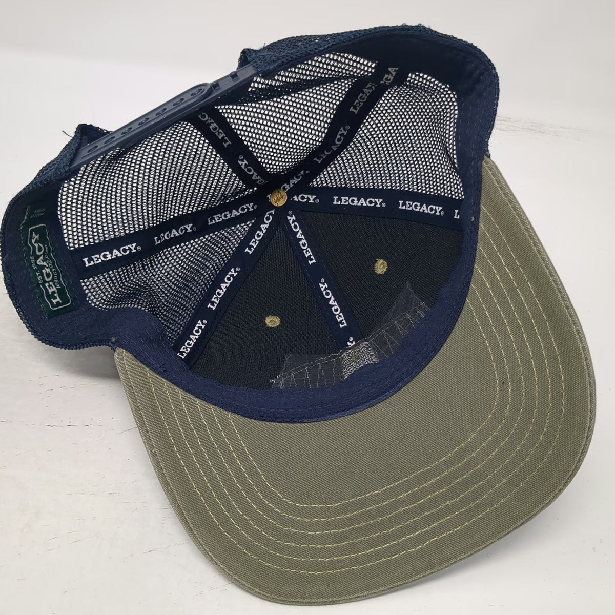 Legacy Sun Valley Idaho Mountain Patch Trucker Hat Beige Blue Gray One Size