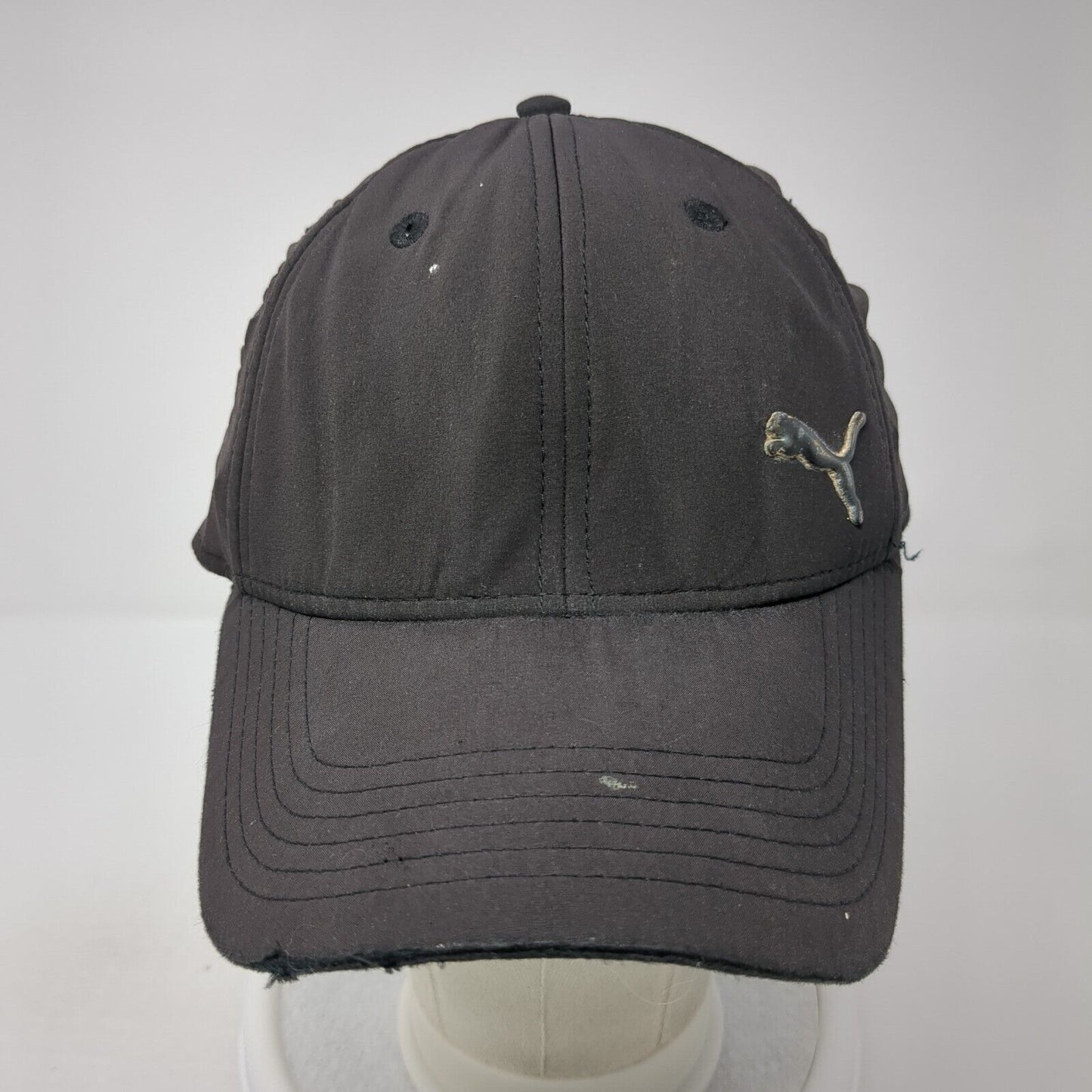 PUMA Fitted Baseball Cap Black Size S/M Lightweight Embroidered 6 Panel