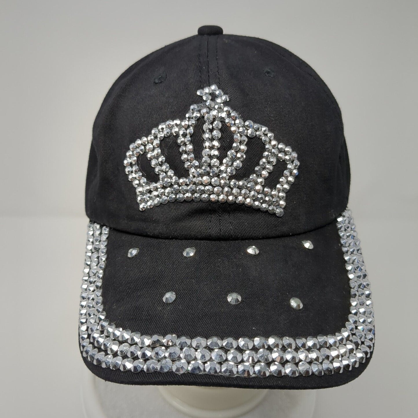 Crown Bling Rhinestone Slideback Hat Black One Size Adjustable 6 Panel