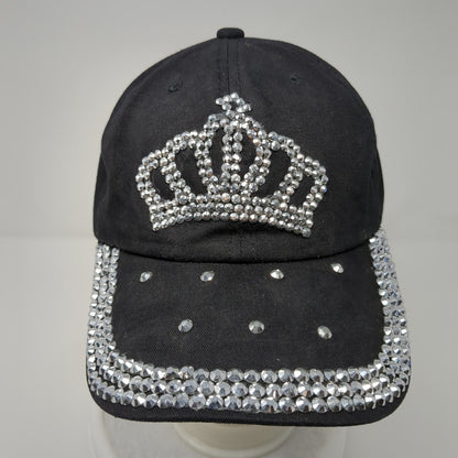 Crown Bling Rhinestone Slideback Hat Black One Size Adjustable 6 Panel