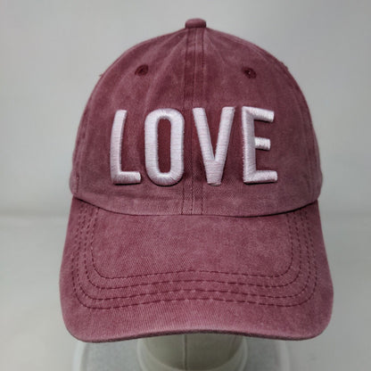 Love Slideback Hat Red One Size Embroidered Adjustable Vent Holes