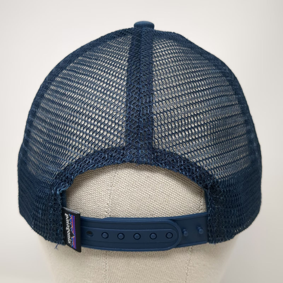 Patagonia Trucker Hat Blue One Size Mesh Back Snapback Fish Mountain Logo Hiking