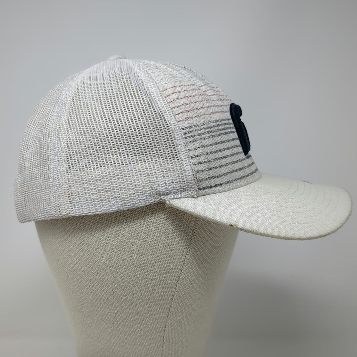 TravisMathew Trucker Hat White Blue Gray One Size Mesh Back Striped Structured