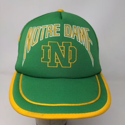 International Hats Mens Snapback Mesh Back Trucker Hat Green OSFA Notre Dame VTG