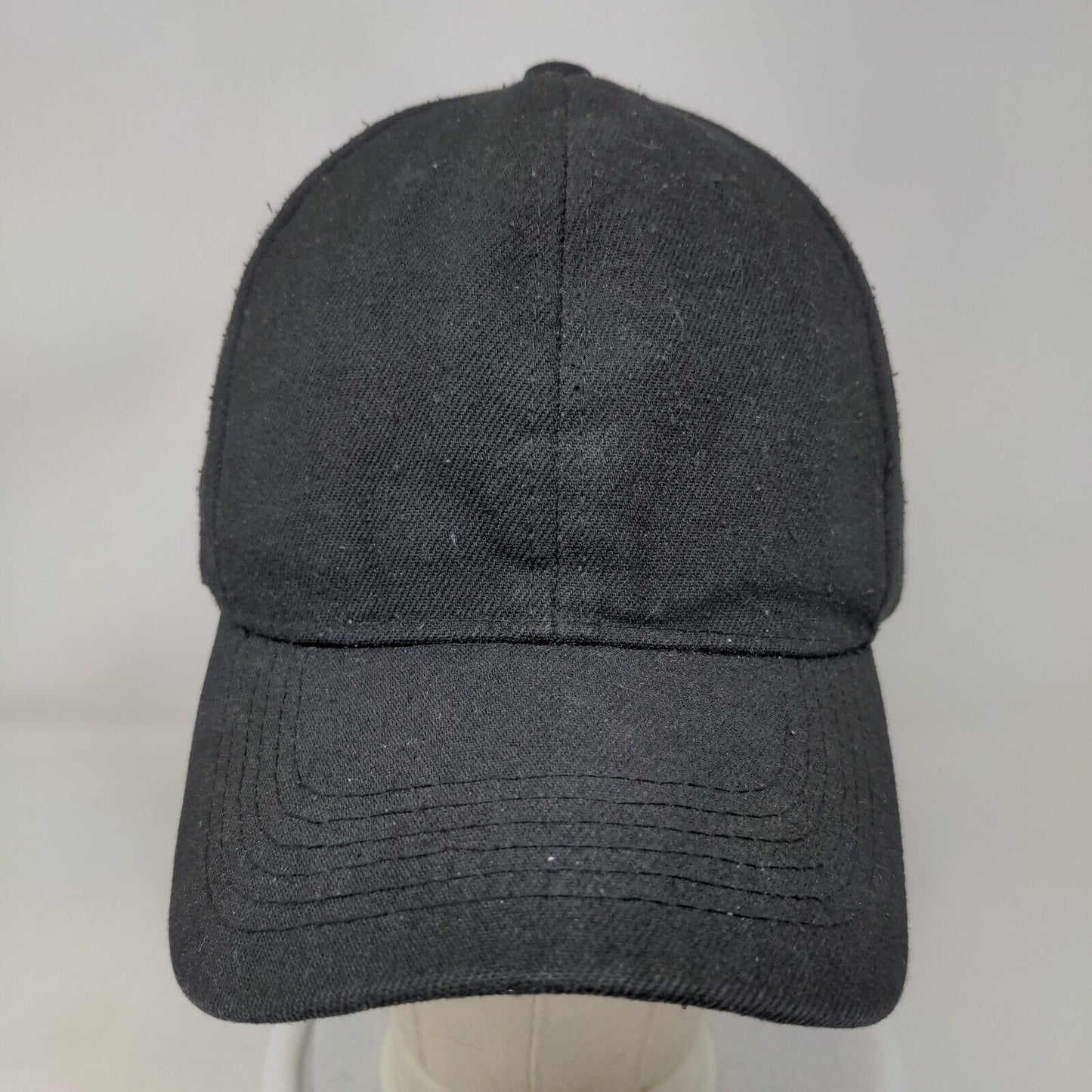 Unbranded Strapback Hat Black One Size Adjustable 6 Panel Vent Holes Blank