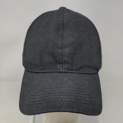 Unbranded Strapback Hat Black One Size Adjustable 6 Panel Vent Holes Blank