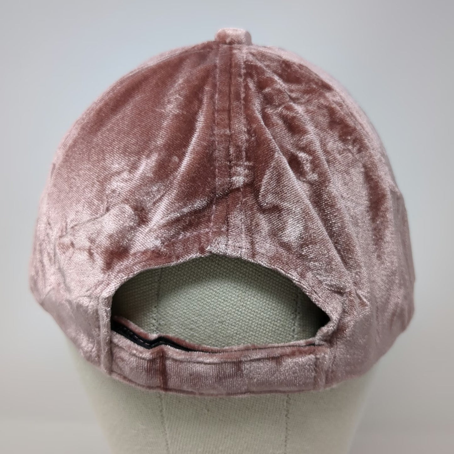 Baseball Cap Pink One Size Crushed Velvet Curved Brim Adjustable Strap Hat