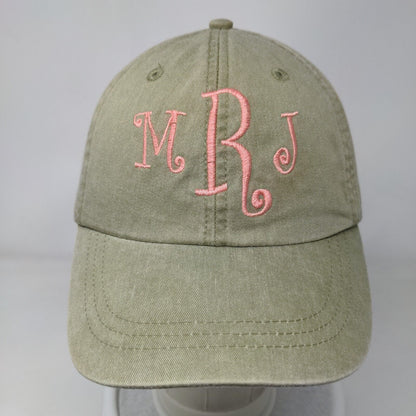 MRJ Slideback Hat Tanish-Green One Size Adjustable Mesh Lined Embroidered Adams
