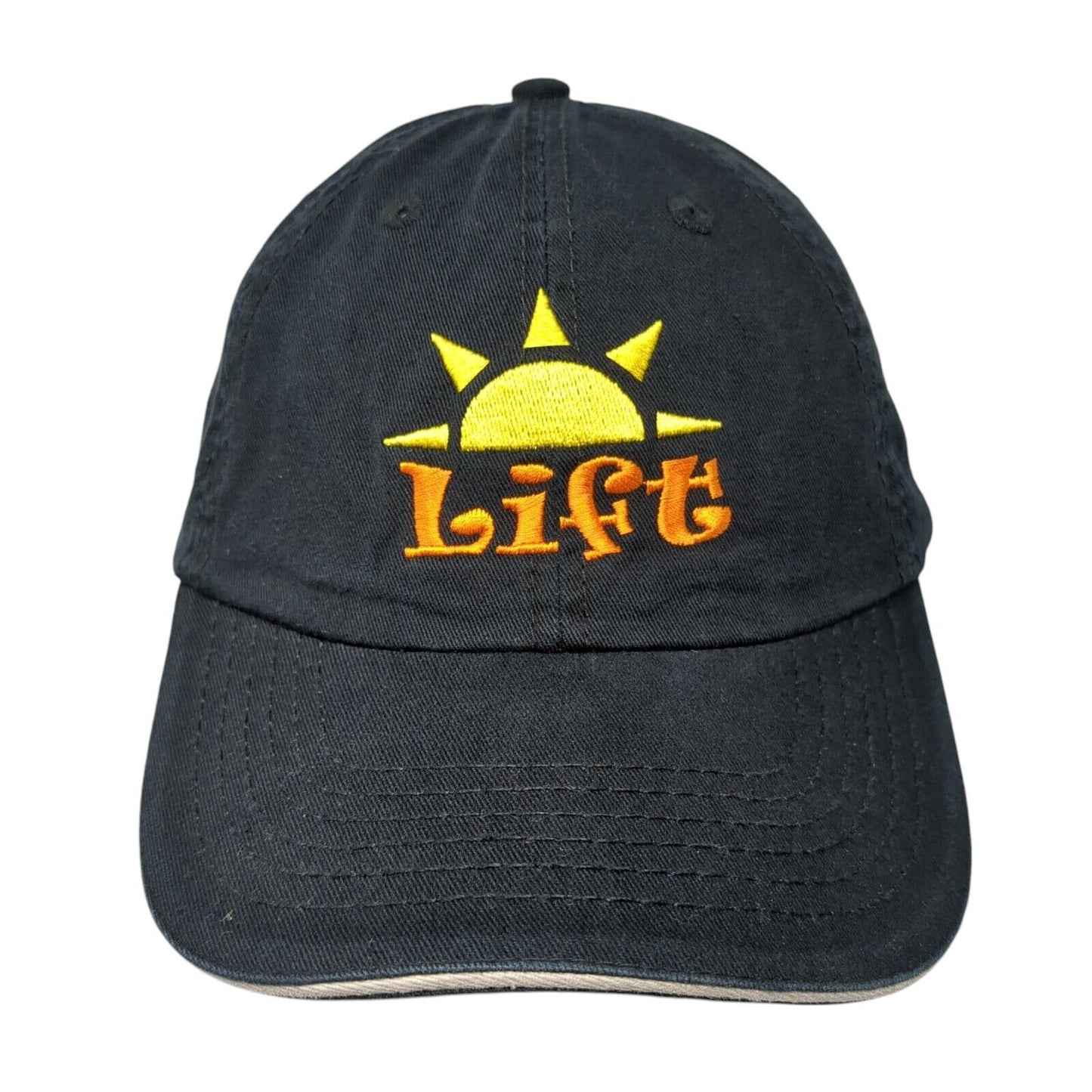 Sun Lift Strapback Hat Black One Size Adjustable Solid Port & Company