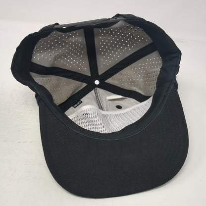 Decky 5 Panel Black Hat One Size Rope Perforated Laser Cut Snapback Breathable